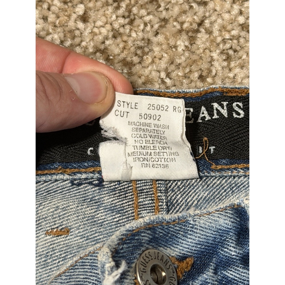 Vintage Guess Jeans Mens 32 Blue Classic Fit Straight Leg Back Logo Y2K 28x29 - Picture 4 of 11